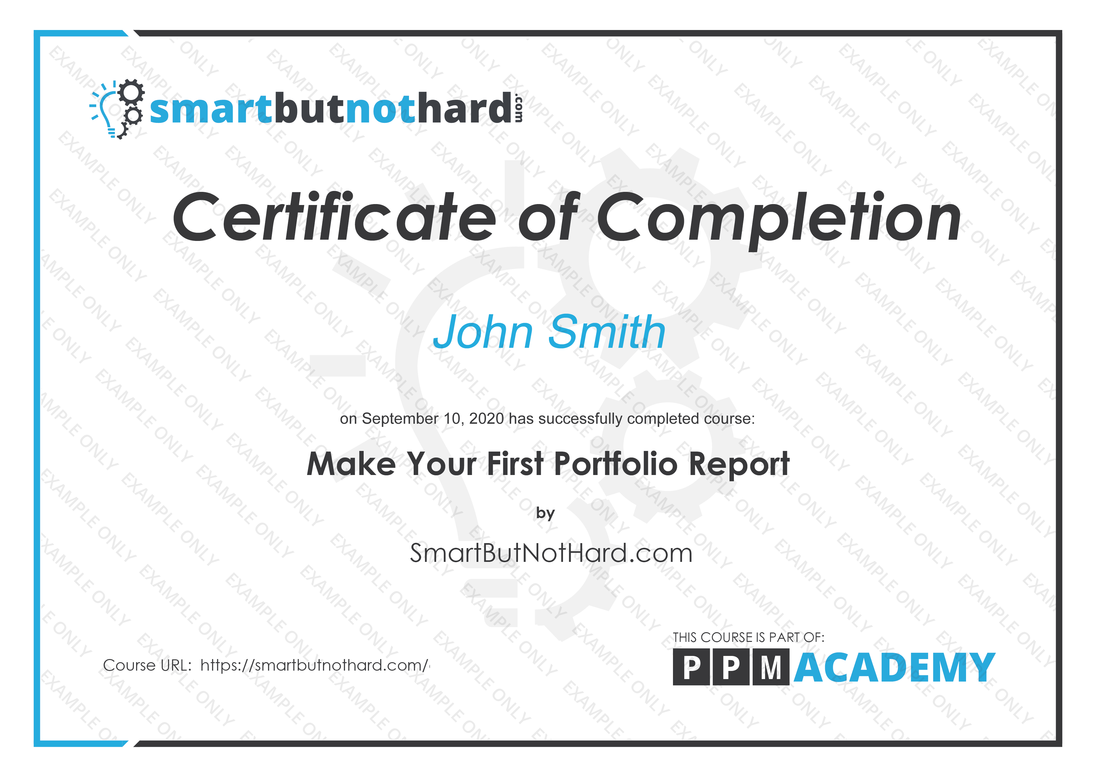 Certificate example